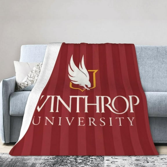 Winthrop A University Logo Fleece Blanket, Very Soft Microfiber Flannel Blanket for Couch Warm and Cozy for All Seasons