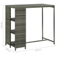 thumbnail image 3 of vidaXL Bar Table Pub Table Kitchen Bistro Table with Storage Rack Poly Rattan, 3 of 38