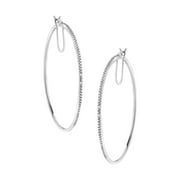 .925 Sterling Silver Diamond Accent Medium Sized Hoops Earrings (I-J, I2-I3)