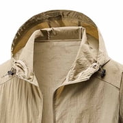 QSAWXQZ Men's Lightweight Windbreaker Jacket Long Sleeve Hooded Sun Protection Coat Breathable Thin Outdoor Hiking Jacket with Pockets 2XL