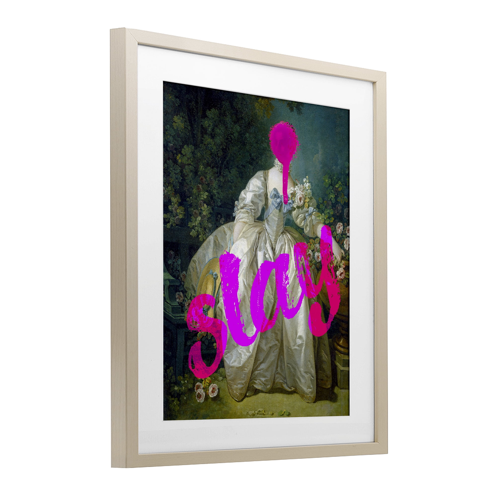 Slay Classical Baroque Gown Birch Framed Print Under Glass, design by Lil' Rue