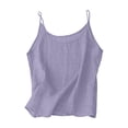 thumbnail image 4 of UACY Girls Cotton Linen Tank Tops Summer Casual Sleeveless Plain Spaghetti Strap Camisole Tween Cute Vacation Undershirts (Purple, 10-11 Years), 4 of 5