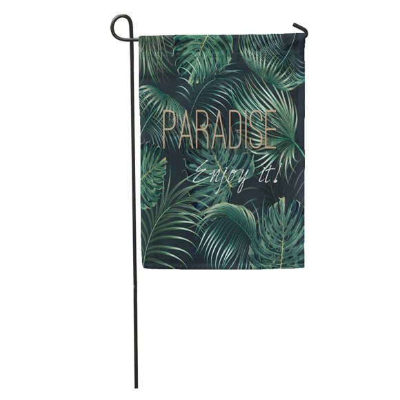 NUDECOR Green Hawaii Tropical Summer Palm Leaves Jungle Leaf Beach Botanical Garden Flag Decorative Flag House Banner 28x40 inch