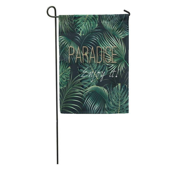 NUDECOR Green Hawaii Tropical Summer Palm Leaves Jungle Leaf Beach Botanical Garden Flag Decorative Flag House Banner 28x40 inch