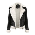 thumbnail image 3 of FYDUU Womens Leather Jacket Solid Color Cropped Moto Biker Coat Outerwear Fashion Leather Motorcycle Jackets Warm Winter Clothes Trendy Clothing Top, 3 of 8