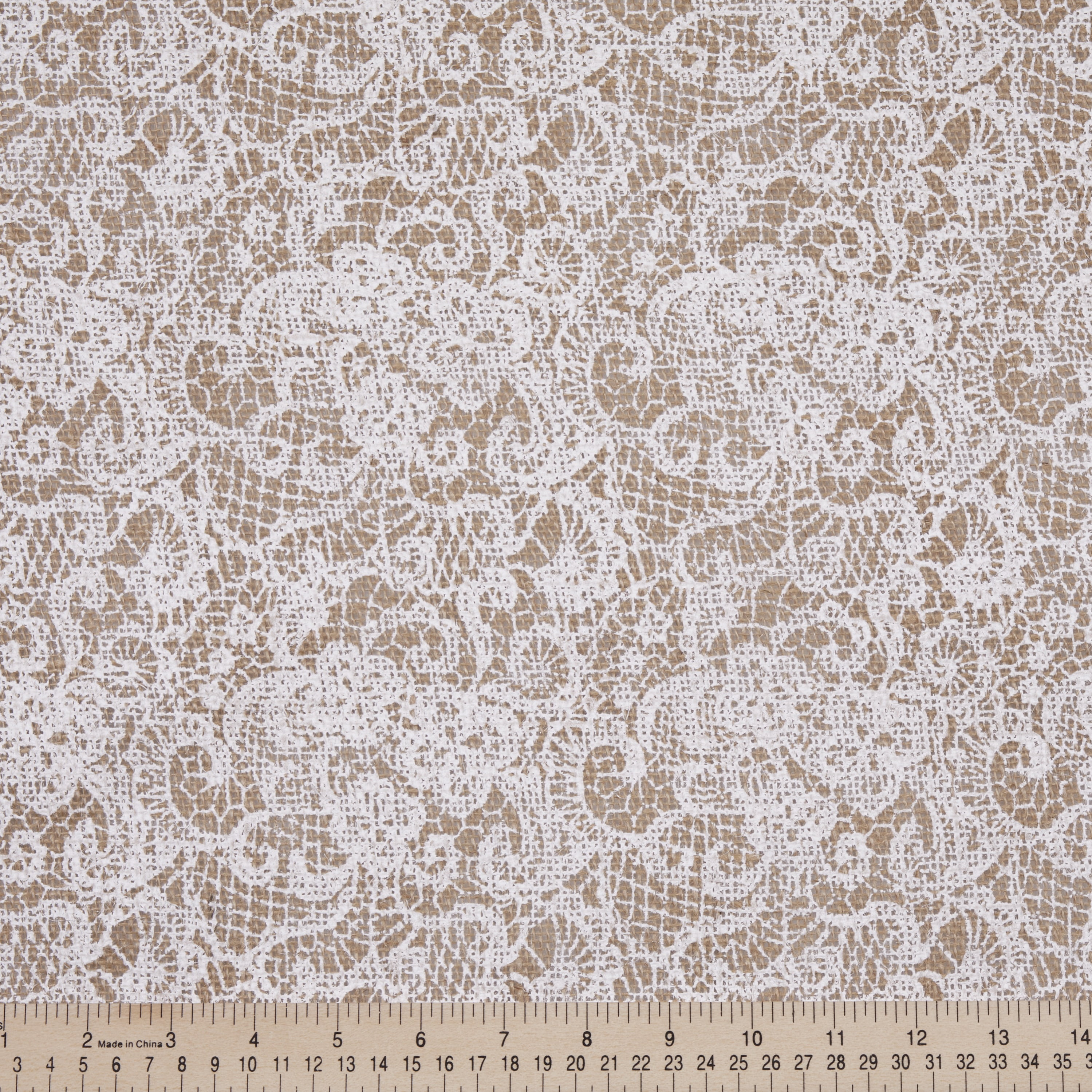 Love, Laugh, Craft Jute Burlap Roll Precut, 46"W x 2-Yards, White Lace