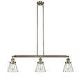 thumbnail image 5 of Innovations Lighting  Cone 3 Light 39" Stem Hung Island Light Antique Brass/Matte White, 5 of 5