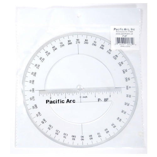 PACIFIC ARC P8F PROTRACTOR 8 INCH ACRYLIC 360 DEGREE