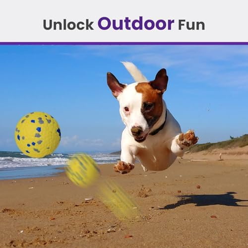 2 Pack Bouncy Dog Balls, 3'' Indestructible Dog Toys for Aggressive Chewers, Outdoor Jolly Tennis Balls for Dogs, Durable Interactive Floating Fetch Toy, Pink Yellow