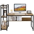 thumbnail image 4 of Patiojoy Multifunctional Computer Desk with Storage Shelves Stable Writing Table for Home Office Walnut, 4 of 6