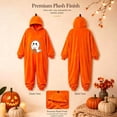 thumbnail image 5 of REDARER Kids Ghost Holding Pumpkin Print Pumpkin Hood Onesie Full Zip with Pockets for Trick or Treat Halloween Party Cosplay Casual Loungewear Pajama Outfit,9-10 Years, 5 of 5