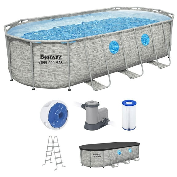 Bestway Power Steel Swim Vista 18' x 9' x 48" Above Ground Swimming Pool Set