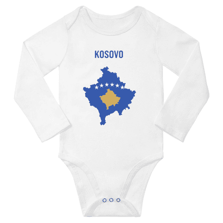 

Kosovo Flag Map Baby Long Slevve Rompers Clothes Outfits (White 3-6 Months)