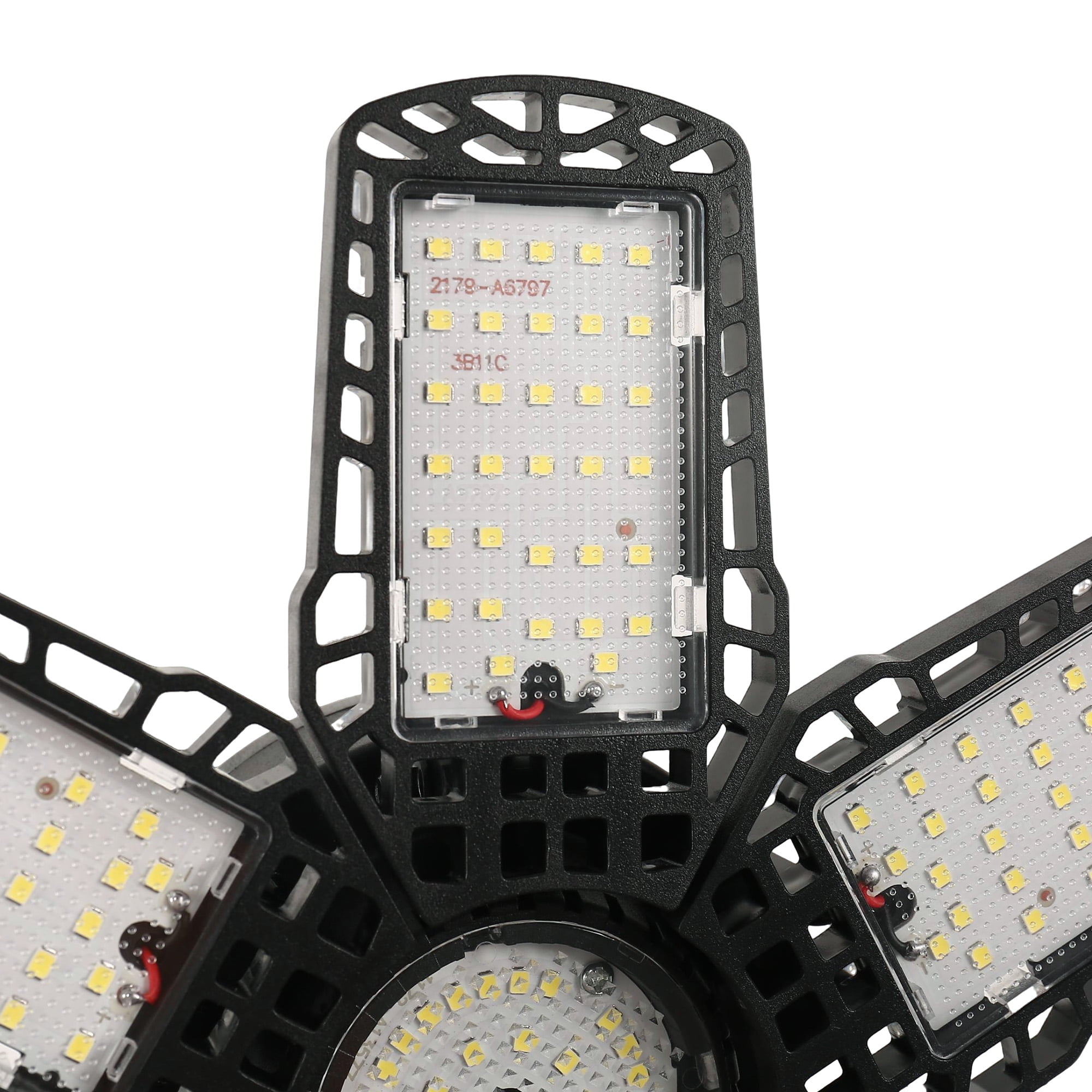YANSUN 11 in 48W Black LED Flush Mount Garage Ceiling Light with 6 Foldable Adjustable Panels for Basement, Garage, Workshop, Utility Room