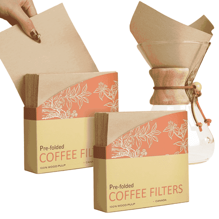 Bake Choice Pre-folded Natural Unbleached Coffee Filters Square,50 Count (Pack of 2), Compatible with Chemex Pour-Over Coffee Filters