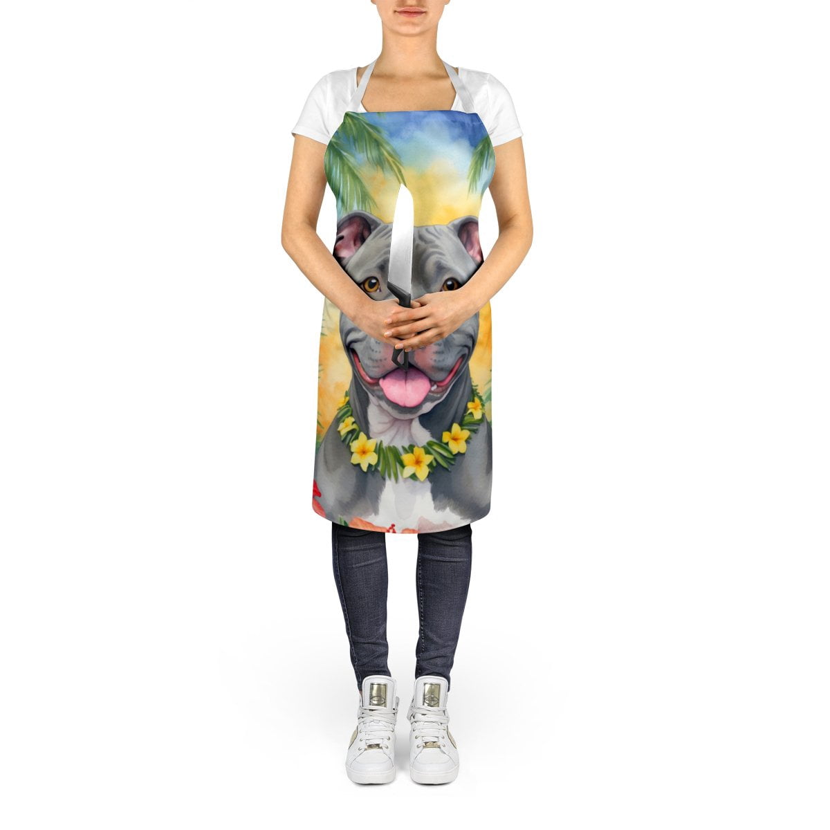 Pit Bull Terrier Luau Apron 27 in x 30 in