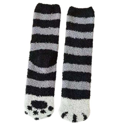 

YUUZONE Women Thick Fuzzy Plush Slipper Socks Kawaii for Cat Paw Stripd Dot Fluffy Hosie