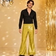 thumbnail image 2 of Men's Sequin Bell Bottom Pants 70s Retro Stretch Flared Trousers Gold 180, 2 of 4