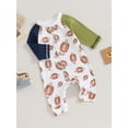 thumbnail image 3 of Honganda  0-12 Months Baby Boy Button Romper Rugby Print Contrast Color Long Sleeve Jumpsuit for Infant Toddler Fall Clothes, 3 of 8