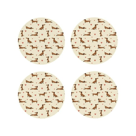 

Tideii Heart Dachshund for Leather Coasters 4 Pieces Anti-fouling and Anti-scalding Decorative Coasters Suitable for Restaurants Kitchens Coffee Shops-Round Shape