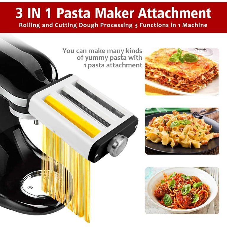 InnoMoon Pasta Maker Attachment for KitchenAid Mixer 3 in 1 Set,Pasta Maker  Attachments Set for all KitchenAid Stand Mixer, including Pasta Sheet Roller,  Spaghetti Cutter, Fettuccine Cutter 