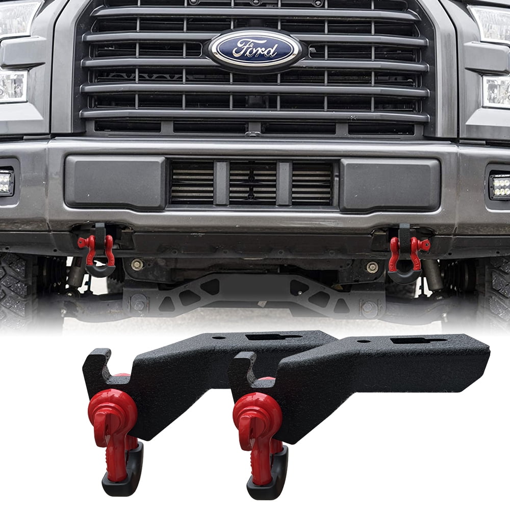 Vijay Black Steel Fits 20092022 Ford F150 Front Tow Hook Shackle Mount and Dring