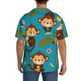 thumbnail image 3 of Fotbe Monkeys Swinging from Palms Print Short Sleeve Button Down Shirts for Men Casual Summer Beach Wrinkle Free Shirt-4X-Large, 3 of 5