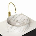 thumbnail image 3 of 14'' Bathroom Sink, Round Vessel Ceramic Sink with Stone Pattern without Faucet, NO Cabinet, Glossy White, 3 of 5