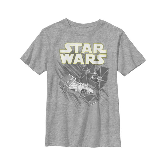 Boy's Star Wars TIE Fighter in Flight Graphic Tee Athletic Heather Medium