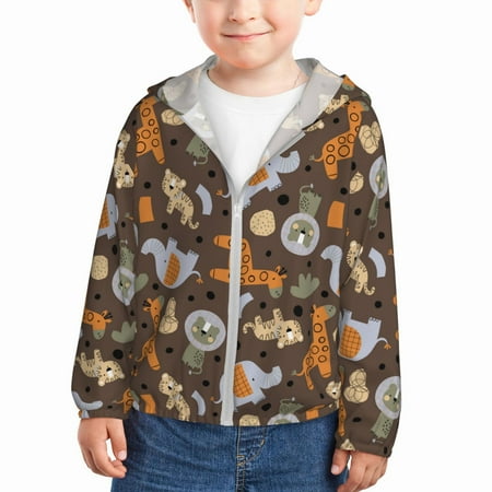 

Goofa Cute Lion Tiger Printed Kids Zip-Up Hoodie Girls Boys UPF50+ Sun Protection Jacket Hooded Cooling Shirt-2 Years