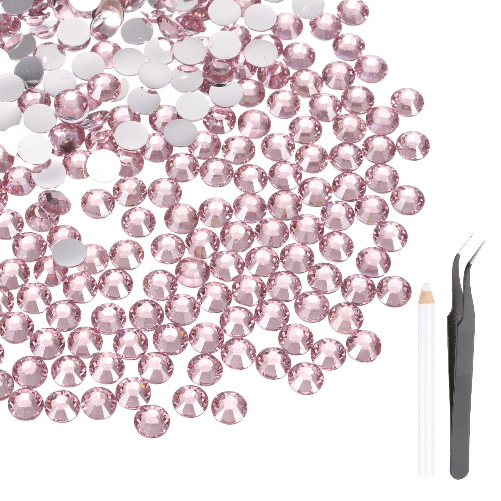 Uxcell 3000 Pcs Flatback Crystal Rhinestones Resin Crystal Gems with Tweezer Dotting Pen Non Hotfix for Bedazzling Tumblers Mugs Bottles Nail DIY Crafts(SS12 3mm Pink)