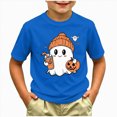thumbnail image 2 of TOWED22 Spooky Season Shirts for Toddler Baby Boys Girls Halloween T-Shirt Ghost Graphic Tees Short Sleeve Tops,Blue,2-3 Y, 2 of 5