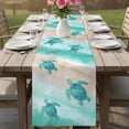 thumbnail image 4 of Teal Coastal Table Runner 48 Inches, Sea Turtle Beach Nautical Seaside Ocean Bed Runner Dresser Scarves Tabletop for Indoor Outdoor Parties/Ceremony/Banquet, 13" x 48", 4 of 9