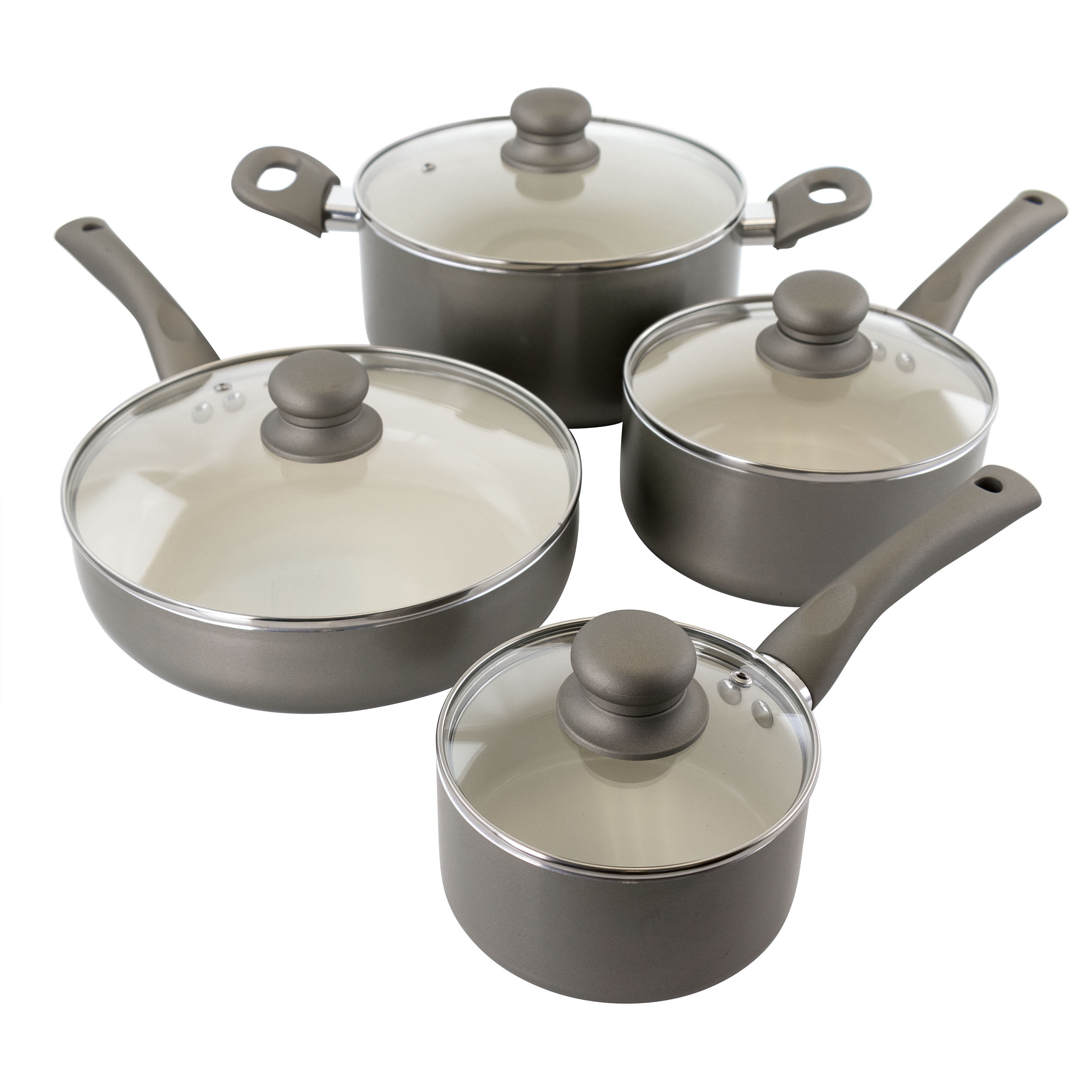 Oster Newcrest 8 Piece Ceramic Nonstick Aluminum Cookware Set with Soft