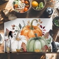 thumbnail image 6 of Thanksgiving Placemats Set of 6 Fall Green Orange Pumpkin Eucalyptus Leaves Heat Insulated Linen Place Mats, Washable Stain-Proof Table Mats for Dining Tables Holiday Decor 13x19inch, 6 of 9