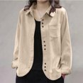 thumbnail image 6 of Cagogo Women's Fall Winter Shacket Long Sleeve Button Down Collared Casual Oversized Tops Jacket, Khaki M, 6 of 9