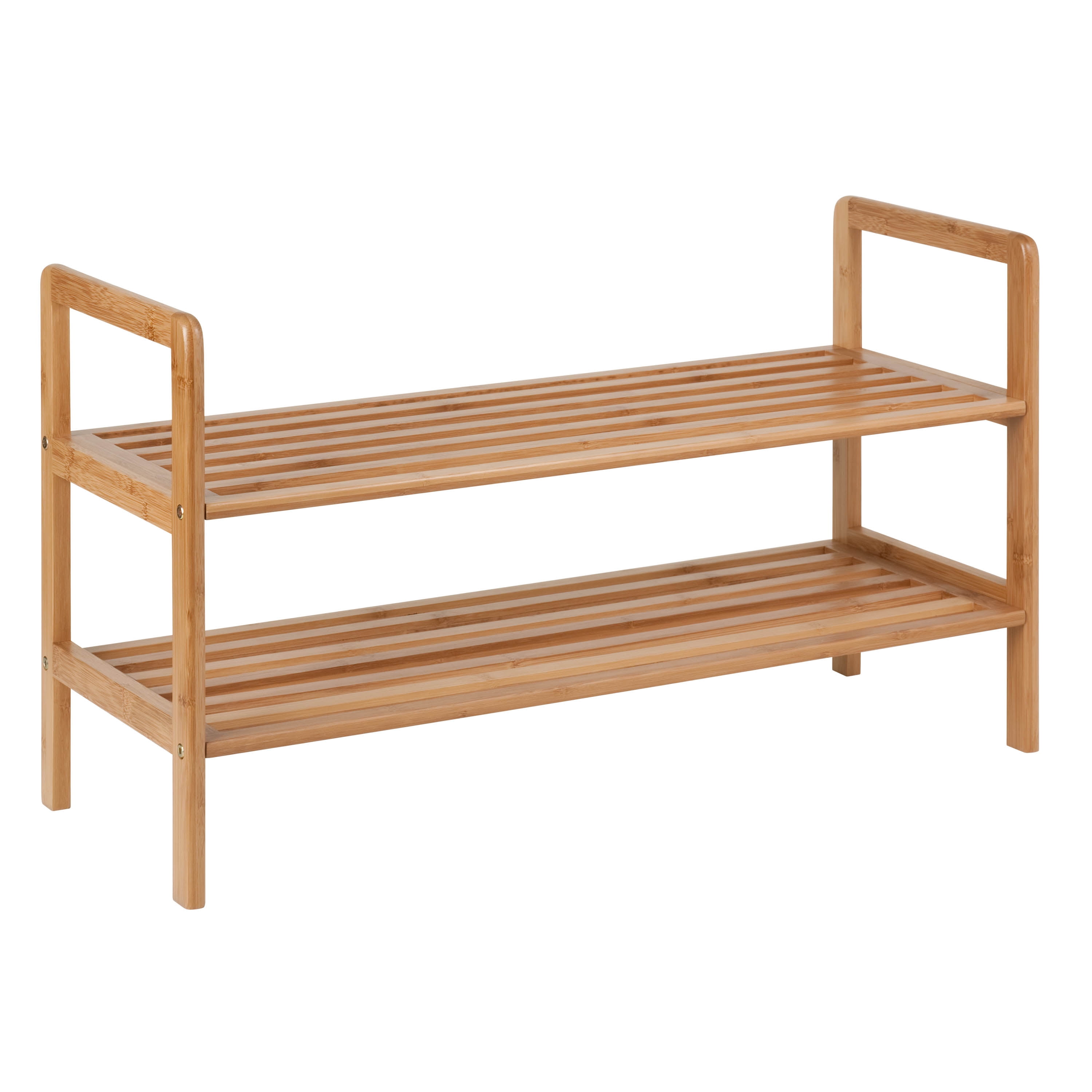Photo 1 of Honey-Can-Do 2-Tier Ventilated, Durable, Water-Resistant, Eco-Friendly Shoe Rack, Bamboo, Brown