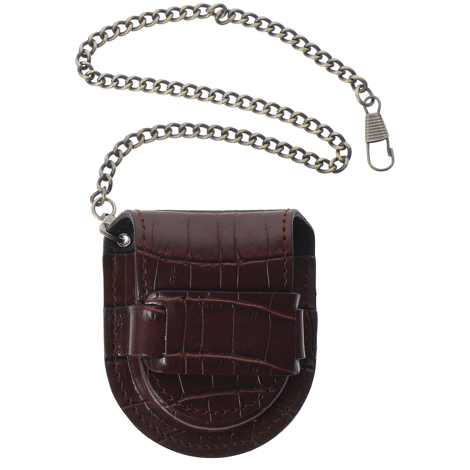 Pocket Watch Bamboo Grain Leather Case Portable Pocket Watch Protector