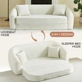 thumbnail image 3 of Leumius 87" Convertible Futon Sofa Bed, Corduroy Curved Boneless Couch with High Backrest, 2-in-1 Fold-Out Sleeper Sofa with Pull-out Couch Bed,Beige-Square Pillow, 3 of 11