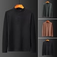thumbnail image 2 of comerut Fall Winter Men Top Half-high Collar Solid Color Warm Thick Long Sleeve Button Decor Soft Pullover Mid Length Thermal Bottoming Top, 2 of 7