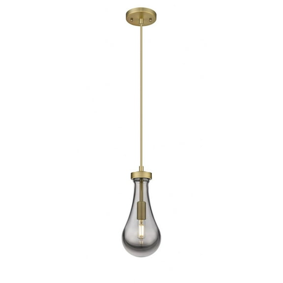 451-1P-BB-G451-5SM Innovations Lighting Owego - 1 Light Cord Hung Pendant-12.13 Inch Tall and 5.13 Inch Wide-Brushed Brass Finish-Light Smoke Glass