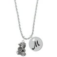 thumbnail image 1 of Delight Jewelry Silvertone Dragon with AB Crystal Eyes & Clear Ball Silvertone Script Initial Disc - M - Charm Necklace, 20"+3", 1 of 4