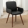 thumbnail image 2 of FOWEOAIU Modern Dining Chairs,Leather Upholstered Walnut Wood Kitchen Dining , Black (Set of 4) ﻿, 2 of 10
