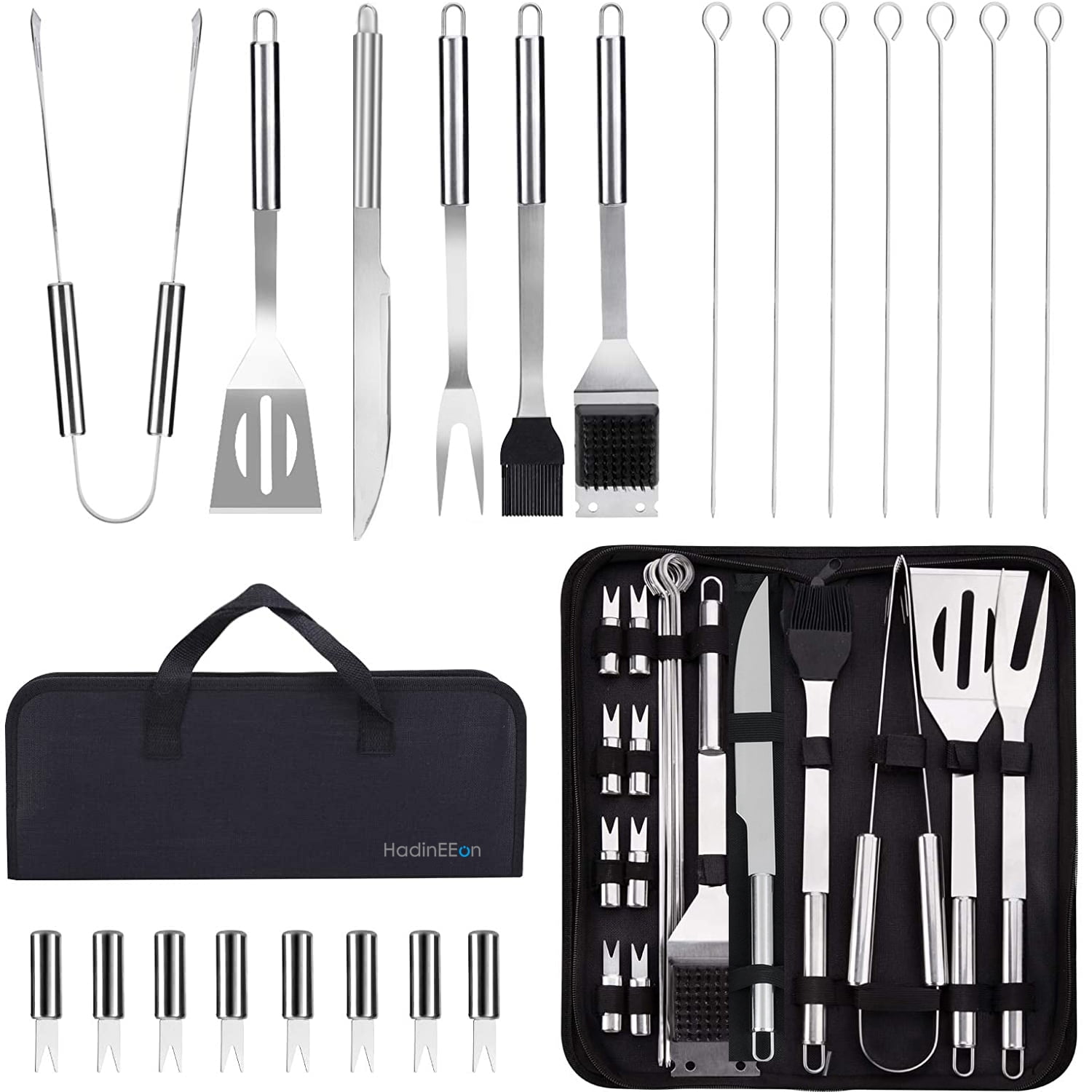 9pcs BBQ Stainless Steel Barbecue Grill Utensils Kit Accessories Tool Set 