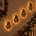 thumbnail image 5 of Light-Up Wooden Penguin Christmas Decor, 12Pc Wooden Penguin Led Wall Lamp For Indoor Holiday Decor, 5 of 6