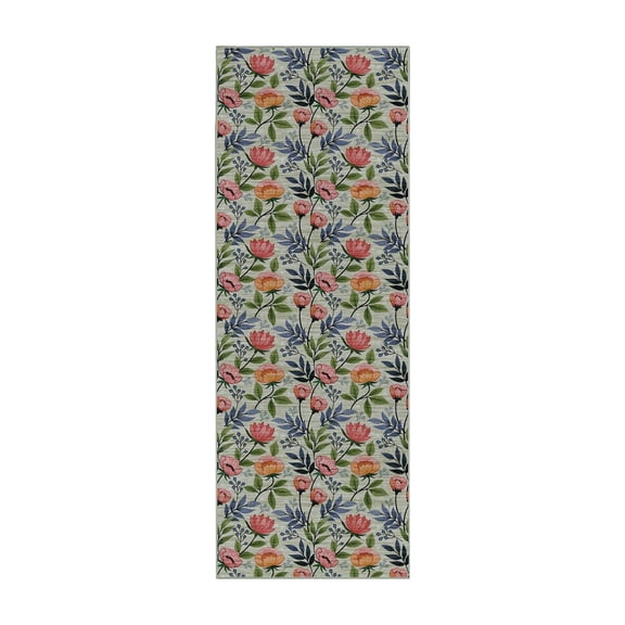 My Magic Carpet 2.5'x7' Machine Washable Non-Slip Kitchen Hallway Runner Rug - Marisol Gardenia