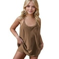 thumbnail image 2 of lcziwo Girls Workout Tennis Dress with Shorts Spaghetti Straps Romper Dresses Casual Summer Sleeveless Jumpsuits Brown Ofertas Del Dia de Hoy Relampago, 2 of 8