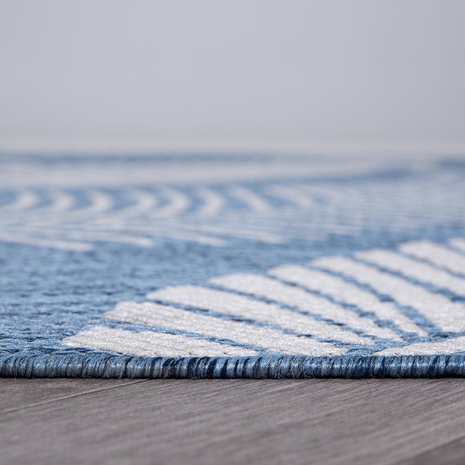 World Rug Gallery Distressed Palm Leaves Textured Flat Weave Indoor/Outdoor Area Rug - BLUE 5' X 7'