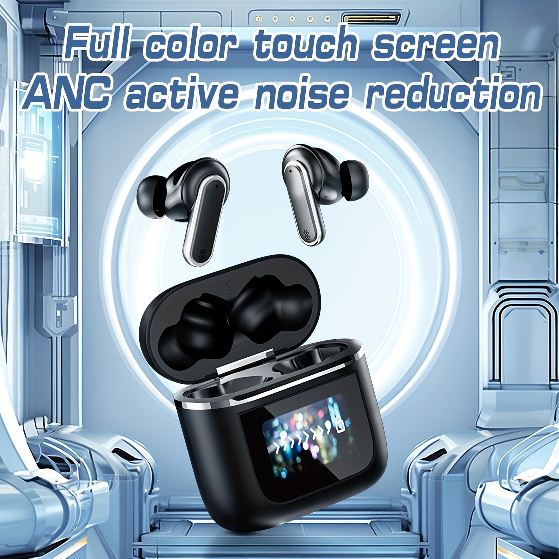 2024 Upgraded Wireless Earbuds with Digital Display - Hd Sound, Lyrics & Language Support, Ideal for Sports, Music & Gaming - Compatible with Apple, Xiaomi, for Samsung, Huawei