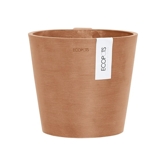 Ecopots Amsterdam Wall Durable Modern Round Indoor/Outdoor Recycled Based Composite Hanging Flower Pot Planter, Terracotta Color, 8"